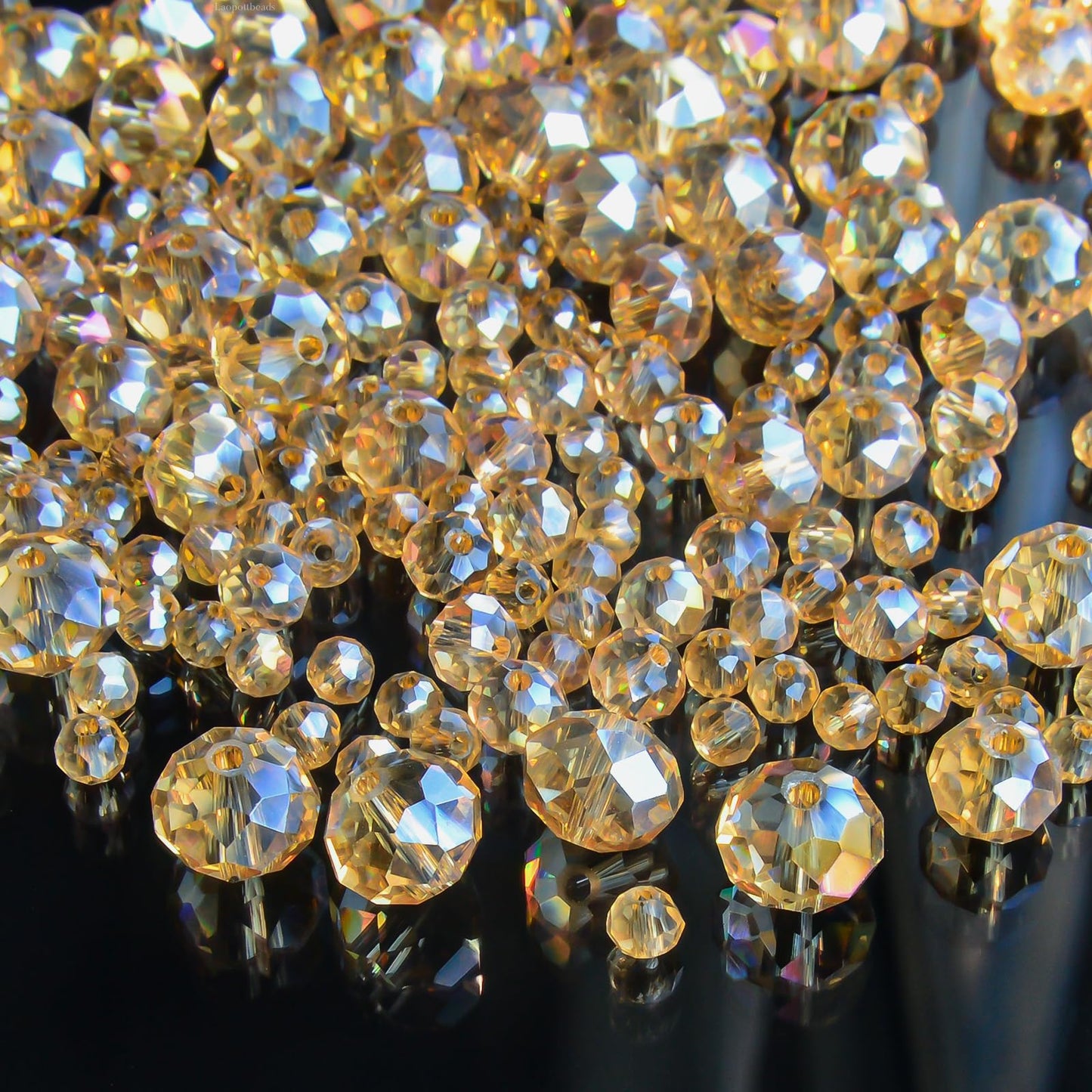 Laopottbeads 460Pcs 8mm Crystal Glass Beads for Jewelry Making Beads for Bracelets Necklace Pendants Making Supplies(Gold Champagne)