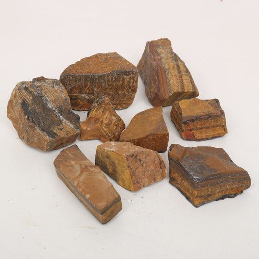 REAL-GEMS Natural Raw Healing Crystals Rough Stones for Tumbling, Cabbing, Polishing, Wire Wrapping, Wicca & Reiki Crystal Healing, Mix Gemstones,7 Chakra (Brown Tiger Eye)