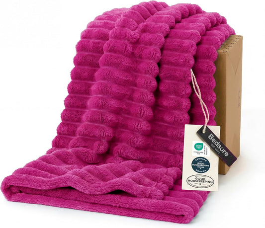 Bedsure GentleSoft Fleece Blanket - Cozy Hot Pink Throw for Couch, Perfect for Women & Girls, 60x80 Inches