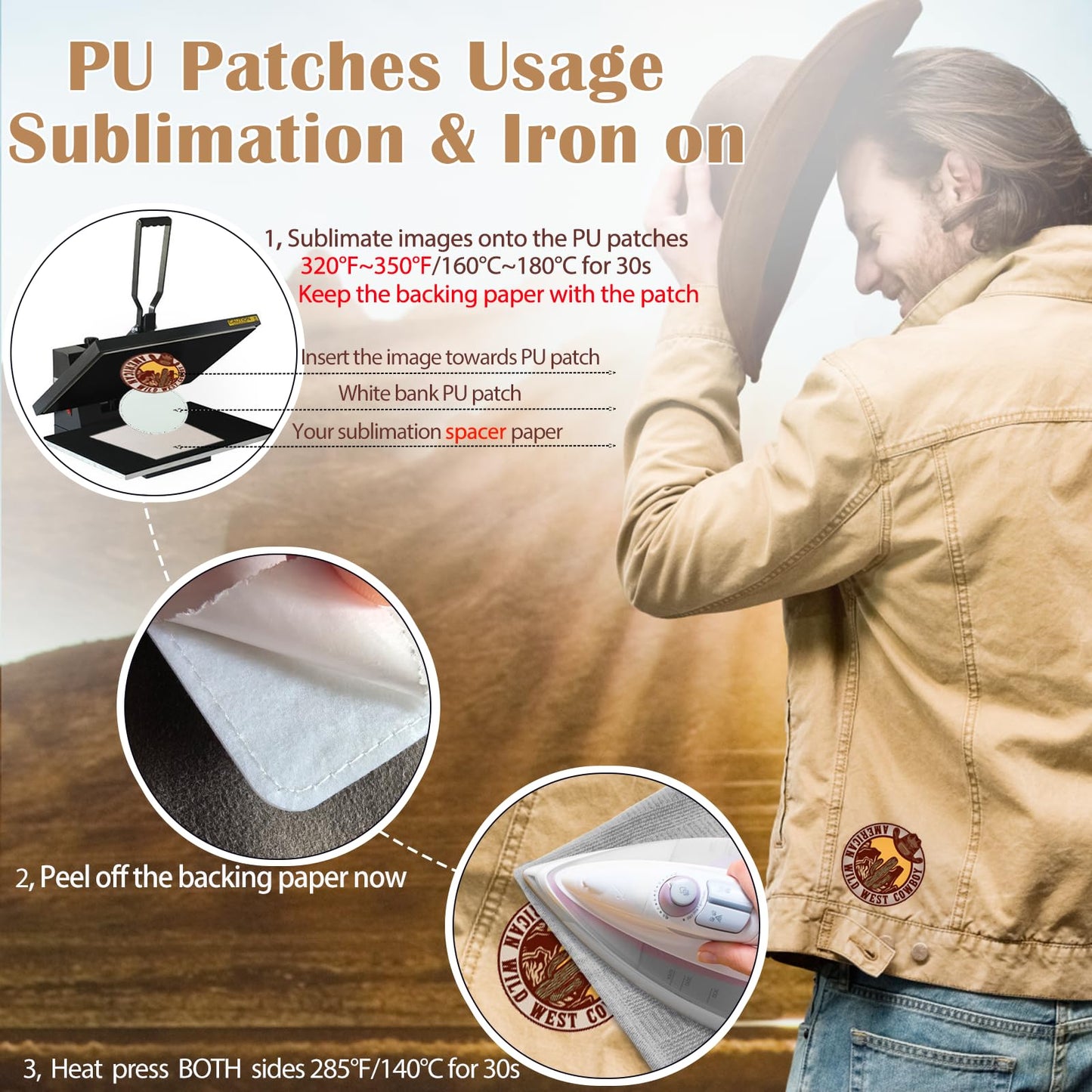 iFForce Full Sublimation Patches with No Border - 30 Pcs Iron on Blanks White Waterproof Smooth Glossy Material - Heat Press Rectangular Patch Adhesive for Hat Cap Clothes Business