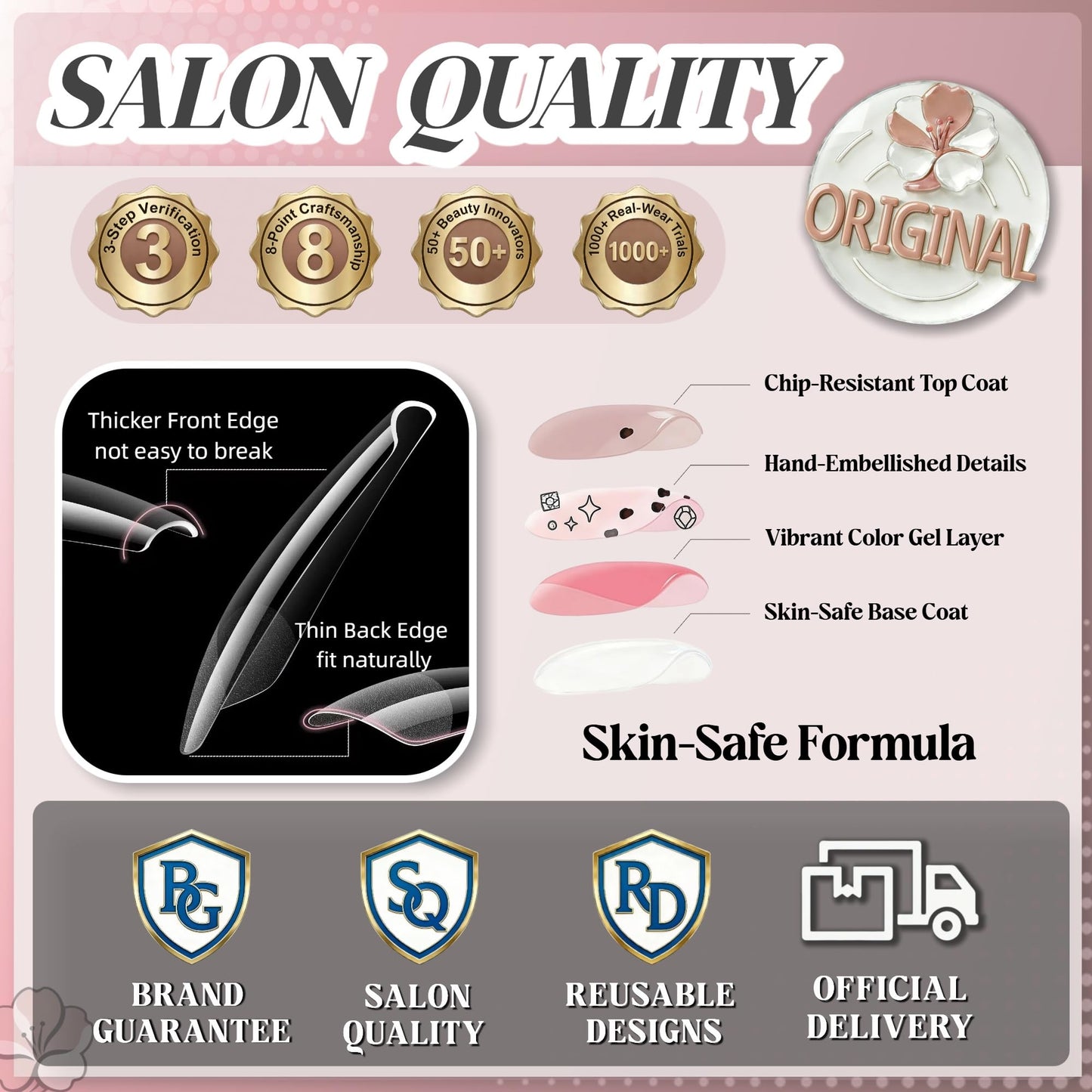 Gold French Tip Press On Nails for Women, Glossy Coffin Fake Nails with Metallic Swirl Design, Elegant Nude Full Cover Acrylic Nails Reusable Stick On Nails, 24PCS