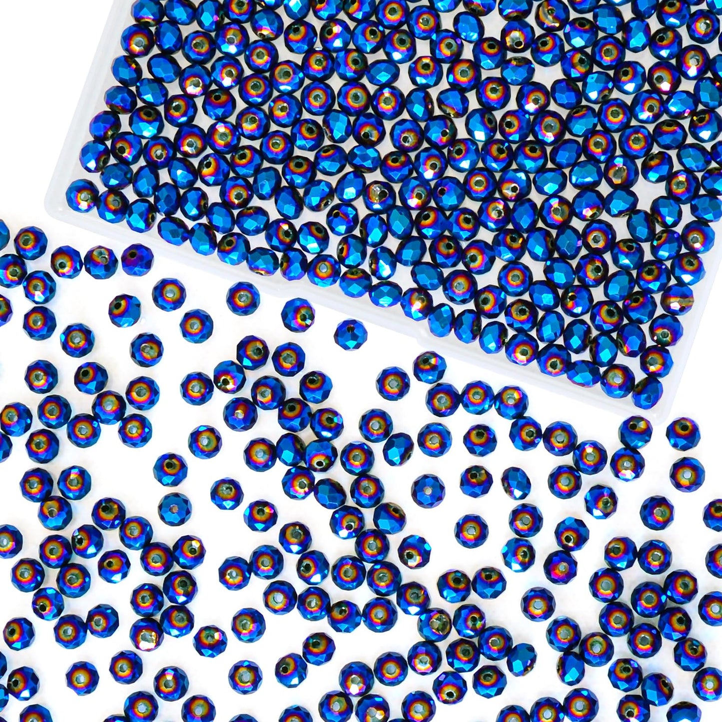 Laopottbeads 460Pcs 8mm Crystal Glass Beads for Jewelry Making Beads for Bracelets Necklace Pendants Making Supplies(Peacock Blue)
