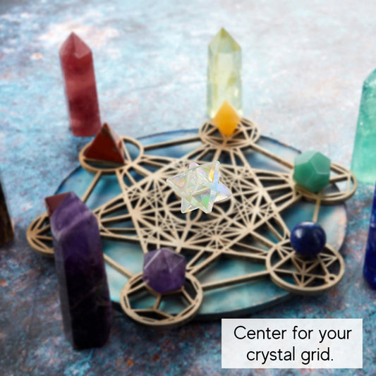 Amazing Gemstone Angel Aura Quartz Merkaba Crystal - 0.75 Inches Metaphysical Merkaba Star for Meditation - Energetic Tetrahedron Crystal and Healing Stones for Spiritual Growth and Healing (15-20mm)