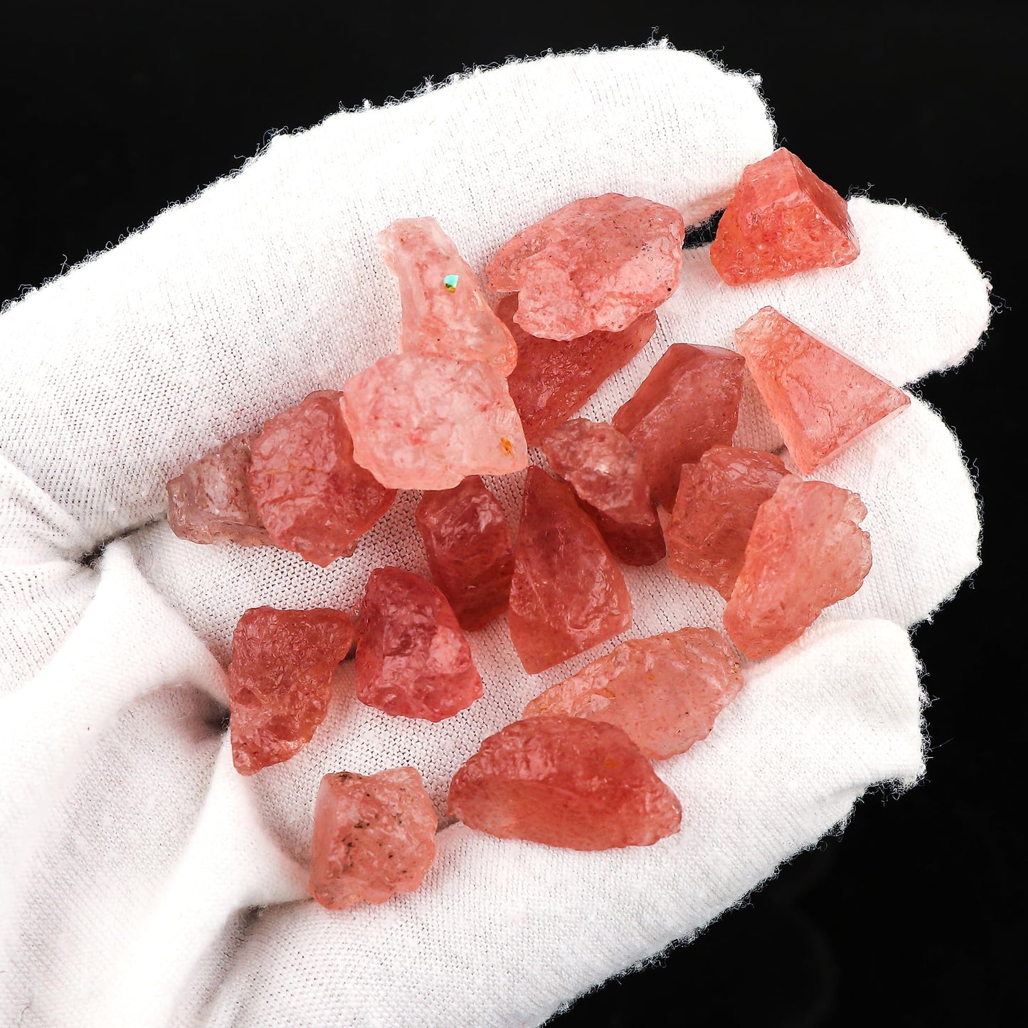 ColouredRocks Strawberry Quartz (200cts) (28-32pcs) (12-20mm) Natural Raw Crystals, Loose Gemstone, Wholesale Rough, Jewelry Making Supply, Chakra Healing Stones, DIY Craft, Gem Collection