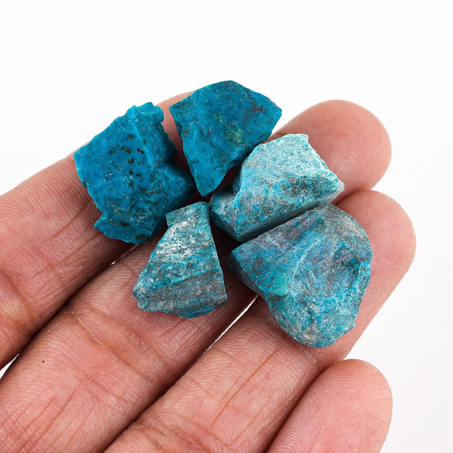 CRYSTALINES 5pcs, Wholesale Natural Raw Chrysocolla Gemstone, Untreated Rough Stones, Bulk Loose Supplies, DIY-Jewelry Making, Chakra Healing Crystals, Wire Wrapping, Gem Collection