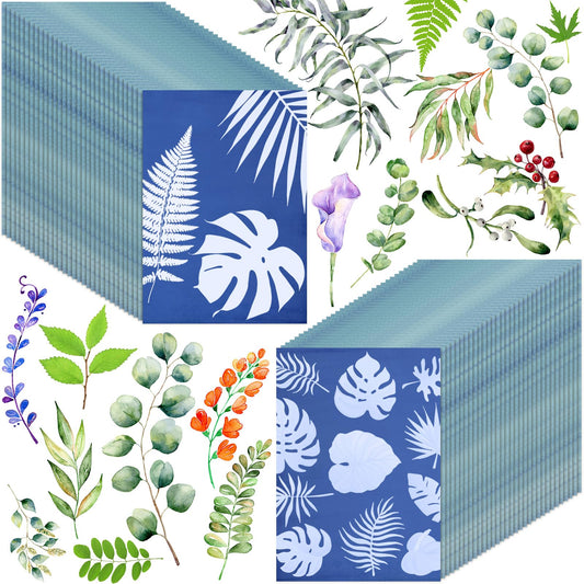 Engrowtic 240 Sheets Sun Print Paper Kit Cyanotype Paper Set High Sensitive White Solar Activated Nature Sun Printing Drawing Kit for Adults Crafts DIY Project