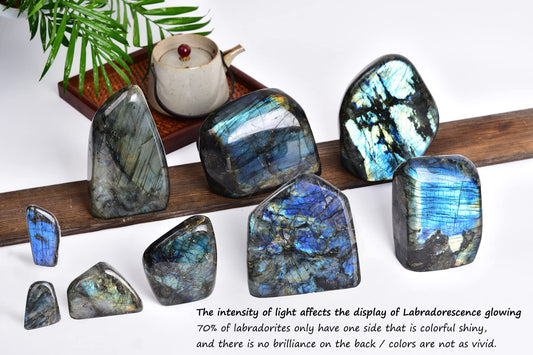 AMOYSTONE Decorative Stone Heavy Large Labradorite Polished Crystal Stone Slab Crystal Aura Healing Reiki Home Decor 3.5-4 LBS