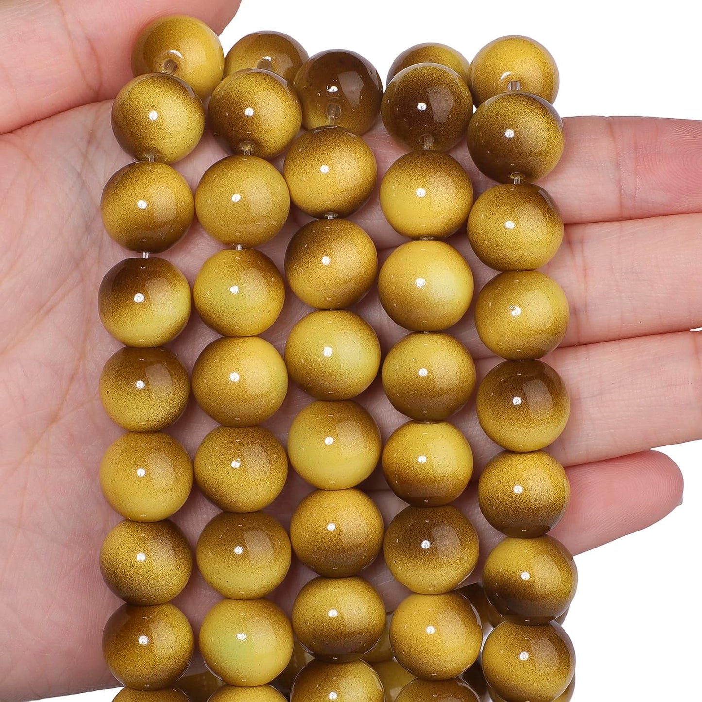 Song Xi 28PCS 12mm Khaki Tiger Eye Gemstone Beads for Jewelry Making, Round Smooth Glass Beads for DIY Bracelet Necklace Earring Keychain, Arts and Crafts, for Christmas Wedding Birthday
