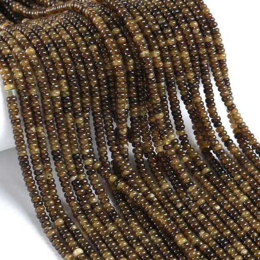 150PCS 2x4mm Natural Green Tourmaline Jades Stone Rondelle Beads Abacus Disk Stone Beads Round Loose Spacer Gemstone for DIY Bracelet Necklace Jewelry Making