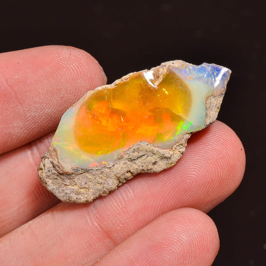 19.00 Cts Elegant Rough Wire Fire Ethiopian Opal Loose Gemstone | Lightweight Raw Crystal Healing Stone for Bracelet Pendant Jewelry Making