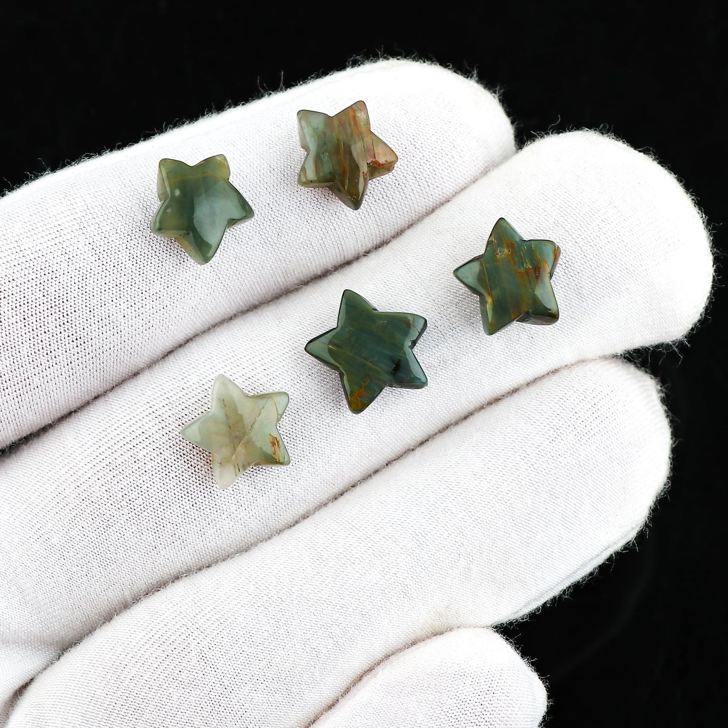 CRYSTALINES 5pcs, Wholesale Natural Grey Moonstone Gemstones, Bulk Star Shape Stones, Assorted Loose Supply, DIY Craft-Jewelry Making, Chakra Healing Crystals, Gem Collection, 8-12mm