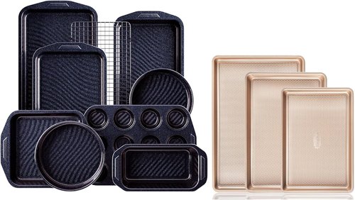 HONGBAKE Baking Sheets & Pans Set - 3 Baking Sheets & 9 Baking Pans for Perfect Baking Results