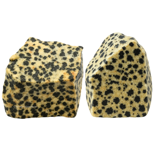 Amazing Gemstone Dalmatian Jasper Raw Crystals and Healing Stones, Natural Rocks for Tumbling - DIY Raw Stones and Crystals, 2 Pieces