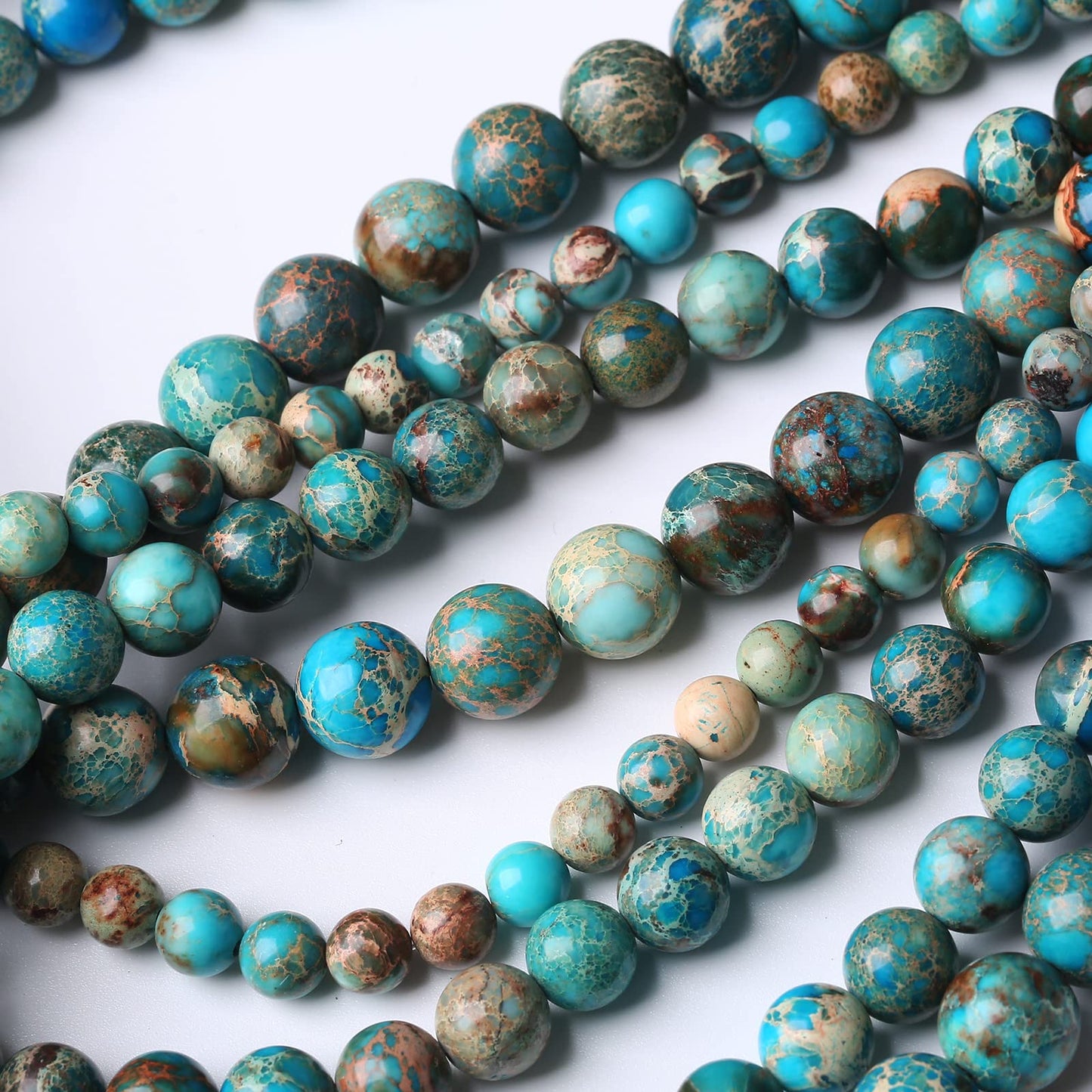 60PCS 6MM Natural Blue Imperial Jasper Stone Beads Round Shape Suitable for Jewelry DIY Bracelet 15 Inches