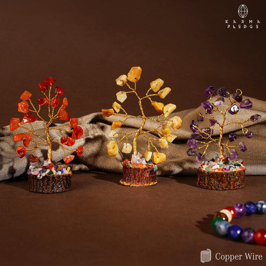 Crystal Tree Set of 12 Unique Birthday Gifts for Women, Sister, Mom, Home Office Decor, Shelf Desk Decoration for Positive Energy, Bring Good Luck, Money, Reiki Healing, Chakra Tree of Life Gift Sets