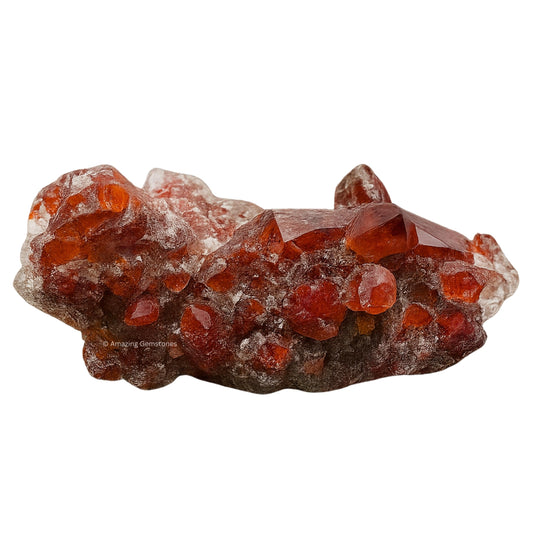 Amazing Gemstone Red Hematoid Quartz Crystals and Healing Stones Mineral Specimen - Premium Semi Precious Gem Stones for Spiritual Growth - Healing Crystals Geode Cluster for Meditation