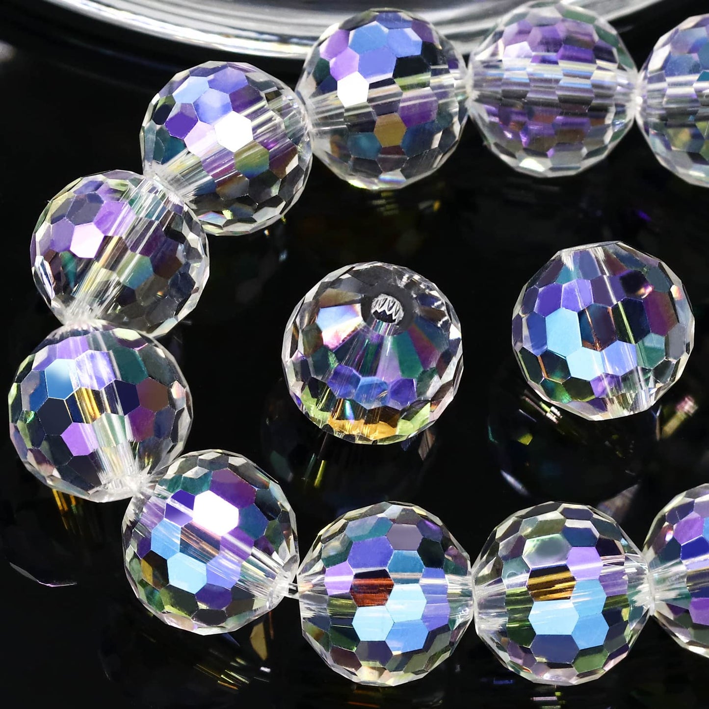 Dowarm 100PCS 8MM Crystal Glass Beads for Jewelry Making, Crystal Paradise Faceted Crystal Beads for Crafts Bracelet Wind Chimes Suncatcher, #5003 Rondelle Spacer Beads, Loose Gemstones