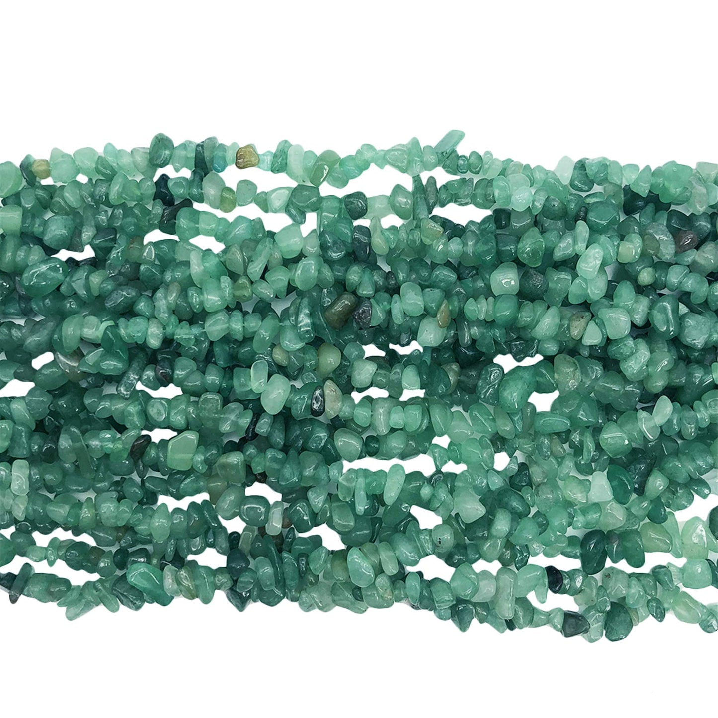 Fekuar 64" Irregular Tumbled Green Aventurine Chip Beads for Jewelry Making, Healing Crystal Drilled Loose Bead Strand DIY Craft Supplies, 5-8mm