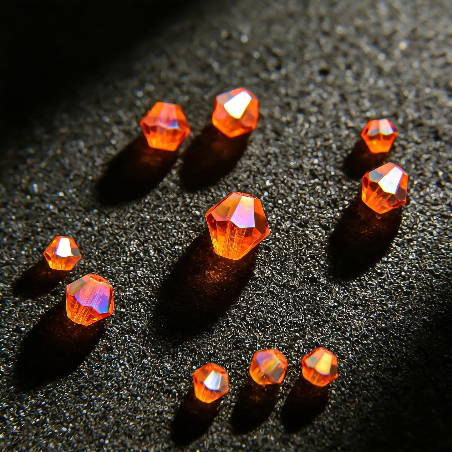 1550PCS Bicone Crystal Glass Beads Set for Jewelry Making, 3mm 4mm 6mm 8mm Sparkling Faceted Beads Sorted by Size for Bracelets, Necklaces, Suncatchers & DIY Crafts(Orange)