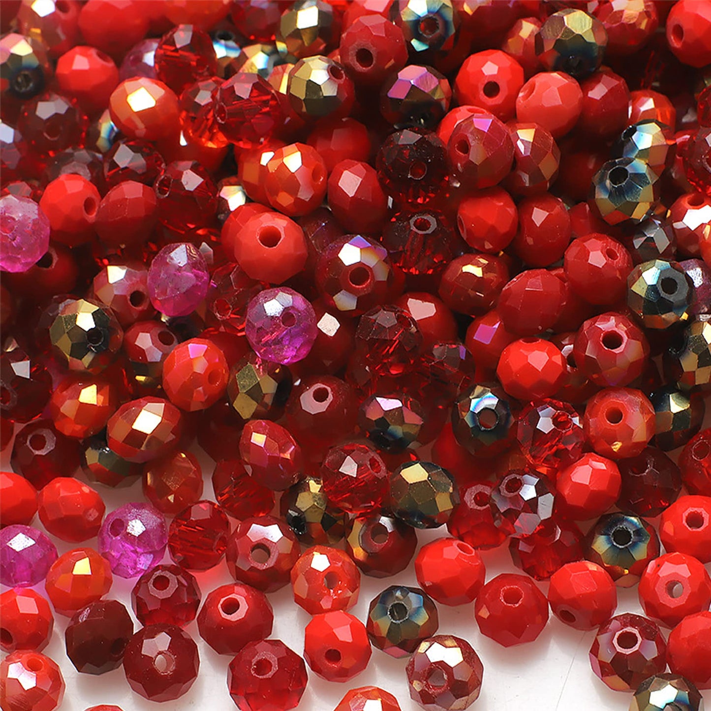 Niziky 500PCS 4MM Red Round Crystal Glass Briolette Rondelle Spacer Beads for Jewelry Making