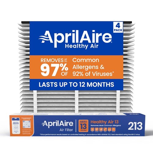 AprilAire 213 Replacement Air Filter - MERV 13 for Whole House Purifiers | 20x25x4 (Pack of 4)