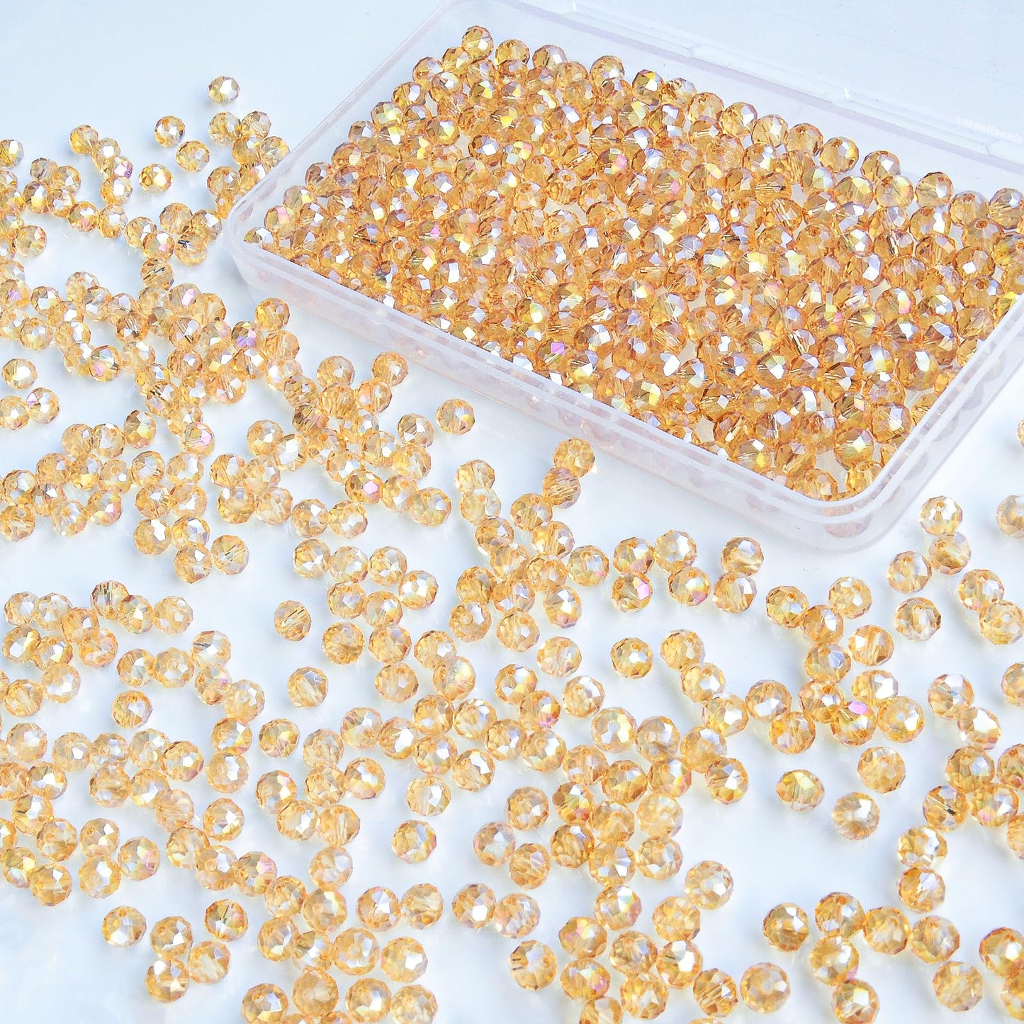 Laopottbeads 500Pcs 6mm Crystal Glass Beads for Jewelry Making Beads for Bracelets Necklace Pendants Making Supplies(Gold Champagne)