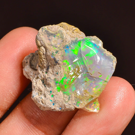 22.00 Cts Wire Fire Ethiopian Opal Rough Loose Gemstone | Natural MultiColor Raw Crystal Stone 27x23x11MM for Jewelry Making