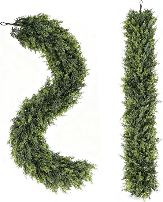 Bdor 6ft Artificial Cedar Garland - Realistic Faux Greenery for Holiday Decor | Perfect for Mantels, Staircases, Doorways