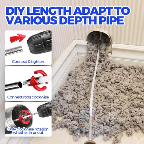 Holikme Dryer Vent Cleaner Kit - 35 Feet Flexible Lint Brush with Drill Attachment | Ideal for Duct Cleaning