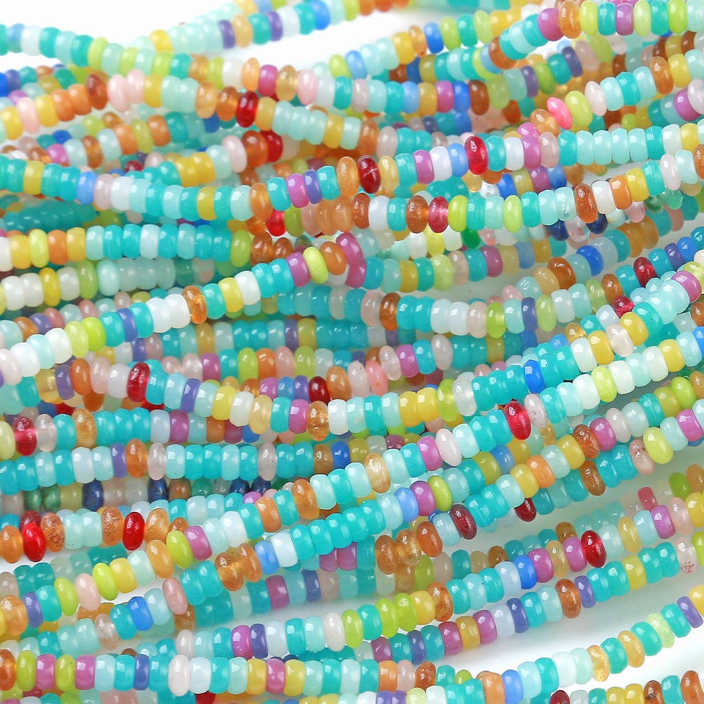 2x4MM 150PCS Colorful Jade Stone Tube Rondelle Abacus Disk Spacer Loose Beads for Jewelry Making