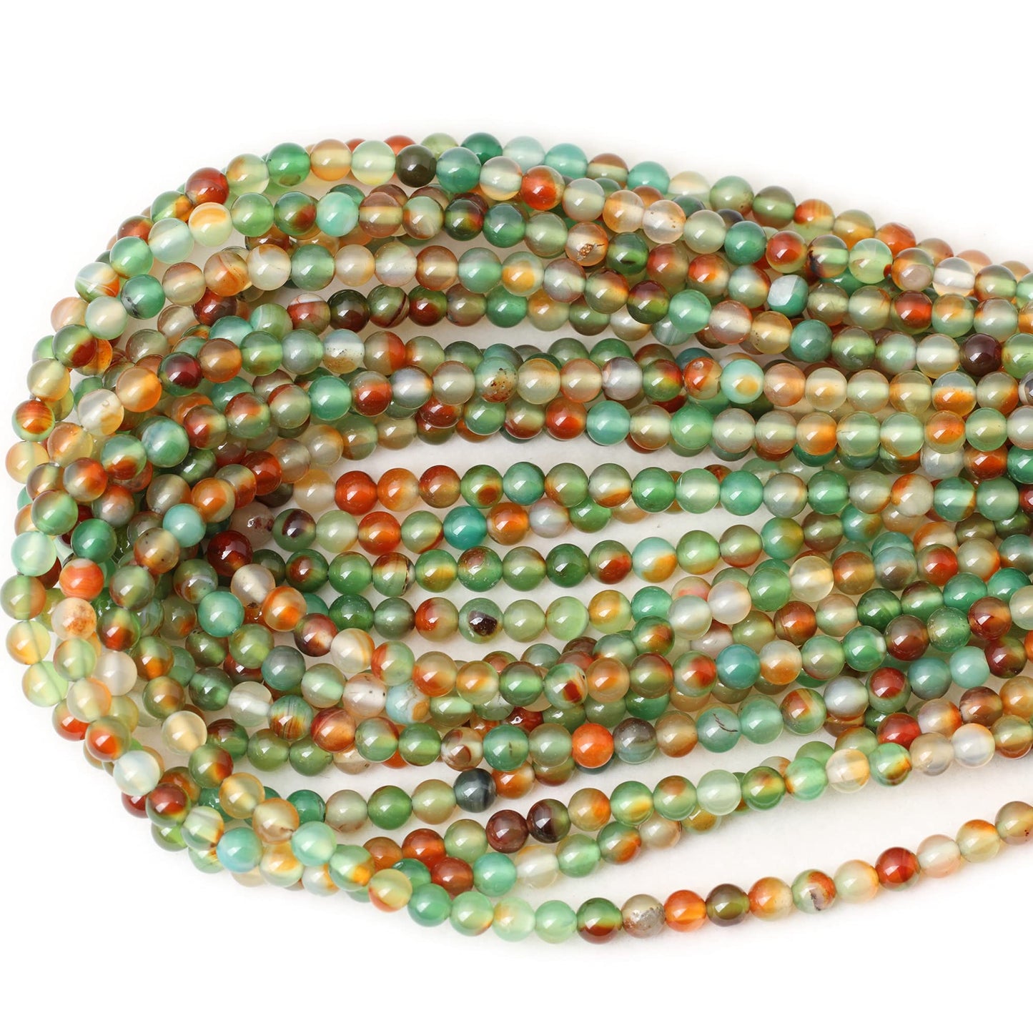 CHEAVIAN 60PCS 6mm Peacock Agate Round Loose Beads for Jewelry Making DIY Materials 1 Strand 15"