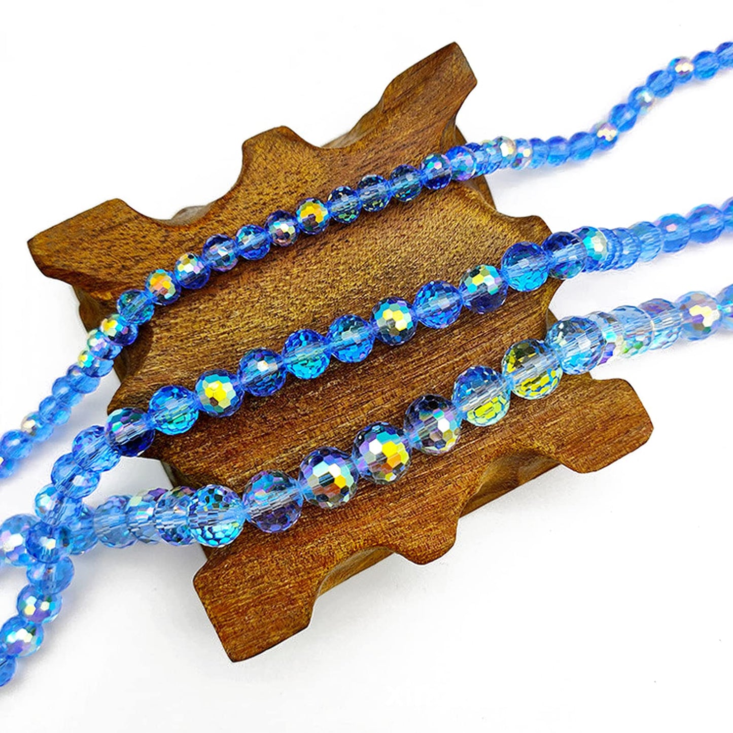 Dowarm 150PCS 6MM Round Crystal Glass Beads for Jewelry Making, Faceted Crystal Beads for Crafts Bracelet Wind Chimes Suncatcher, #5003 Crystal Rondelle Spacer Beads, Loose Gemstones, Light Blue AB