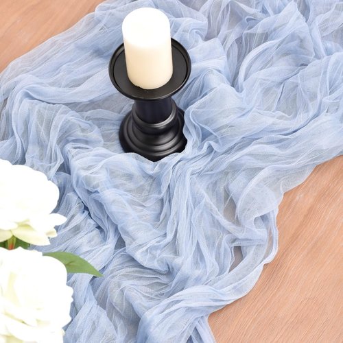Joanlody Blue Cheesecloth Table Runner - 10Ft Rustic Boho Decor for Weddings & Showers