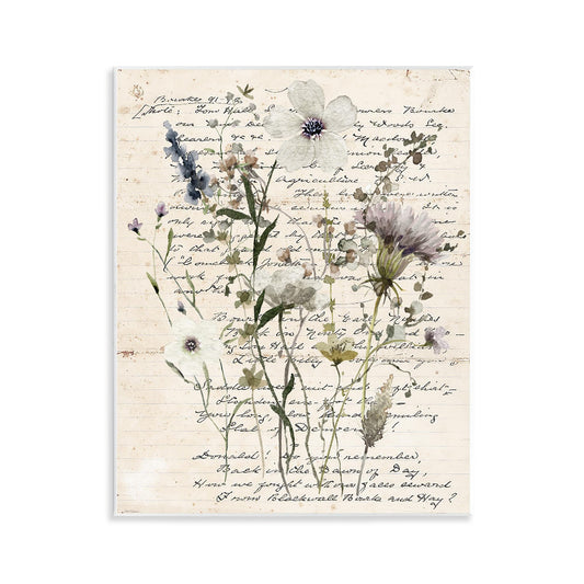Stupell Industries Pressed Flowers on Page Wall Plaque Art Design by Carol Robinson, 11 x 14