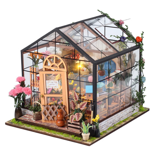 INSGEN DIY Handmade Miniature Furniture, Wooden Diorama Book Nook House Kits Build Crafts for Adults, Miniature Street Tiny Library House Making Kit 1:24 Scale
