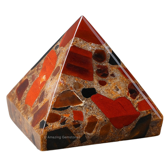 Amazing Gemstone Spotted Jasper Pyramid Crystal Healing Stones - 2" Great Pyramid Figurine of Natural Stone Pyramid for Meditation, Reiki, Chakra Balancing and Crystal Pyramids Grid