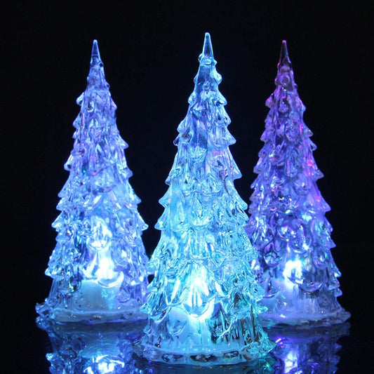 Skiennix LED Christmas Tree Lights - Mini Acrylic Color Changing Decorations for Indoor Holiday Use (3 Pack)