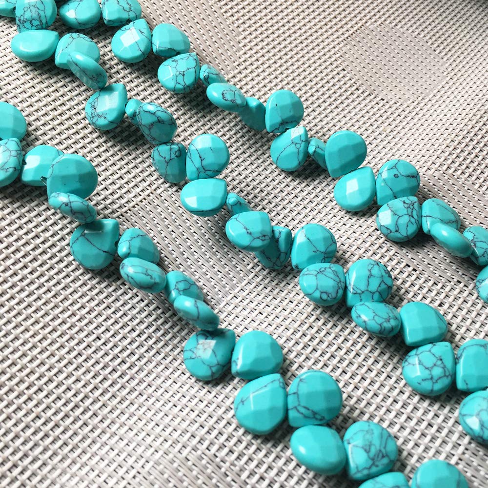 Natural Stone Beads Waterdrop Shape Faceted Blue Turquoise Stone Charms for Jewelry Making Necklace Bracelet