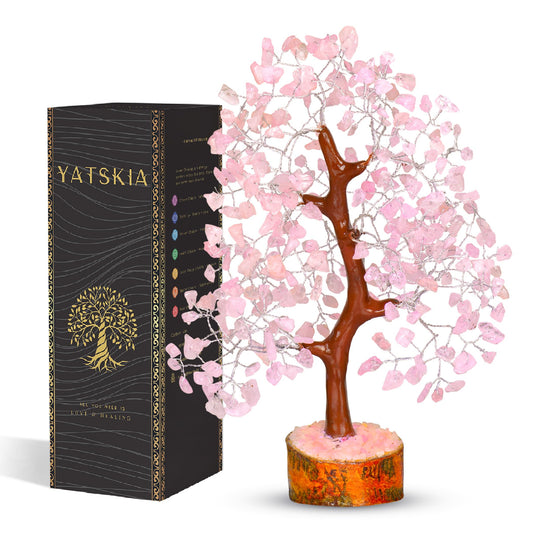 YATSKIA Rose Quartz Crystal Tree - Bonsai Tree of Life - Pink Room Decor - Desk Decorations for Women Office - Gemstones and Crystals - Stones and Crystals