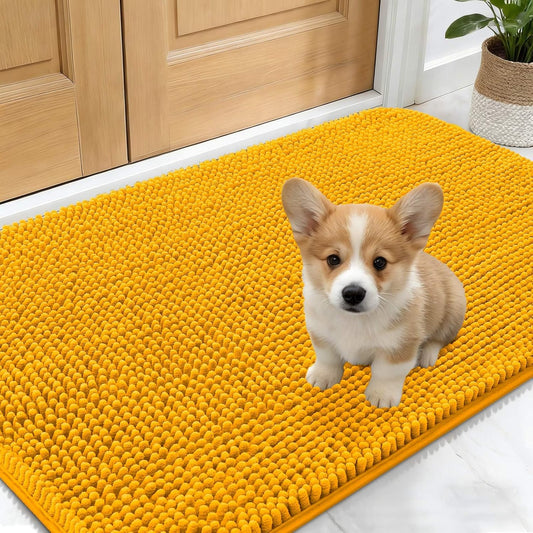OLANLY Dog Door Mat - Absorbent Non-Slip Washable Doormat for Muddy Paws | 24x16 Golden Yellow