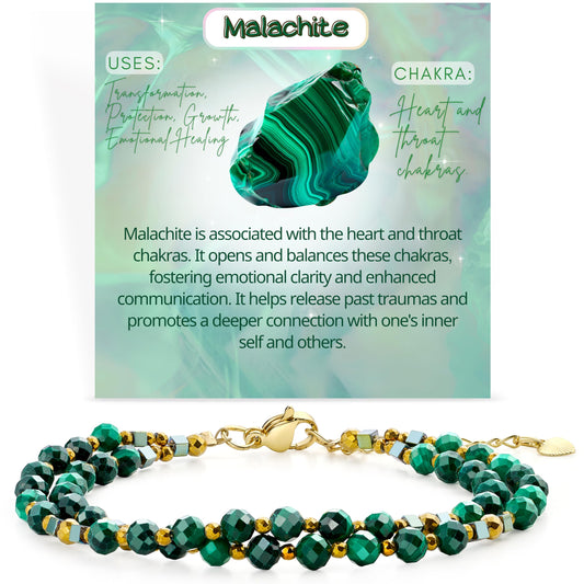 Farfume Malachite - Transformation - Crystal Beaded Bracelets, Chakra 4mm Natural Stone Beads Bracelets, Gemstone Spiritual Jewelry Gifts for Mother's Day