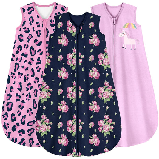 Yoofoss Baby Sleep Sack | 100% Organic Cotton Wearable Blanket for 6-12 Months | 2-Way Zipper, 3 Pack
