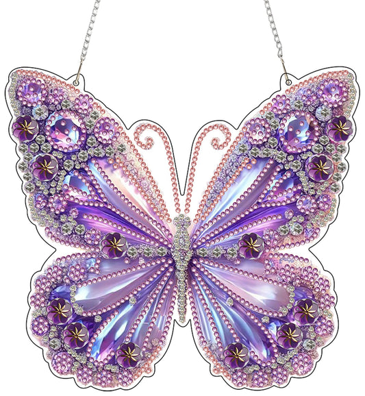 ARPADAMO Hanging Diamonds Art kit for Adult,DIY Butterfly Pendant Diamonds Painting Art Kit, 7.8x7.8 inch Acrylic Diamonds Painting Board Kit Ornament, Special Crystal Diamond Hanging Ornament