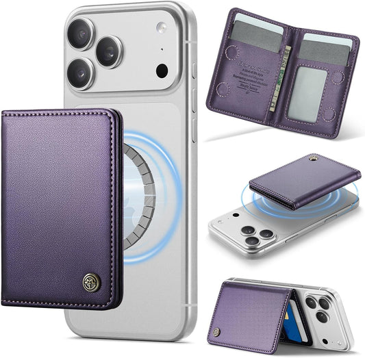 17/16/ 15/14/ 13/12/ Defencase for Magsafe Wallet Magnetic Card Holder RFID Blocking, PU Leather Minimalist Phone