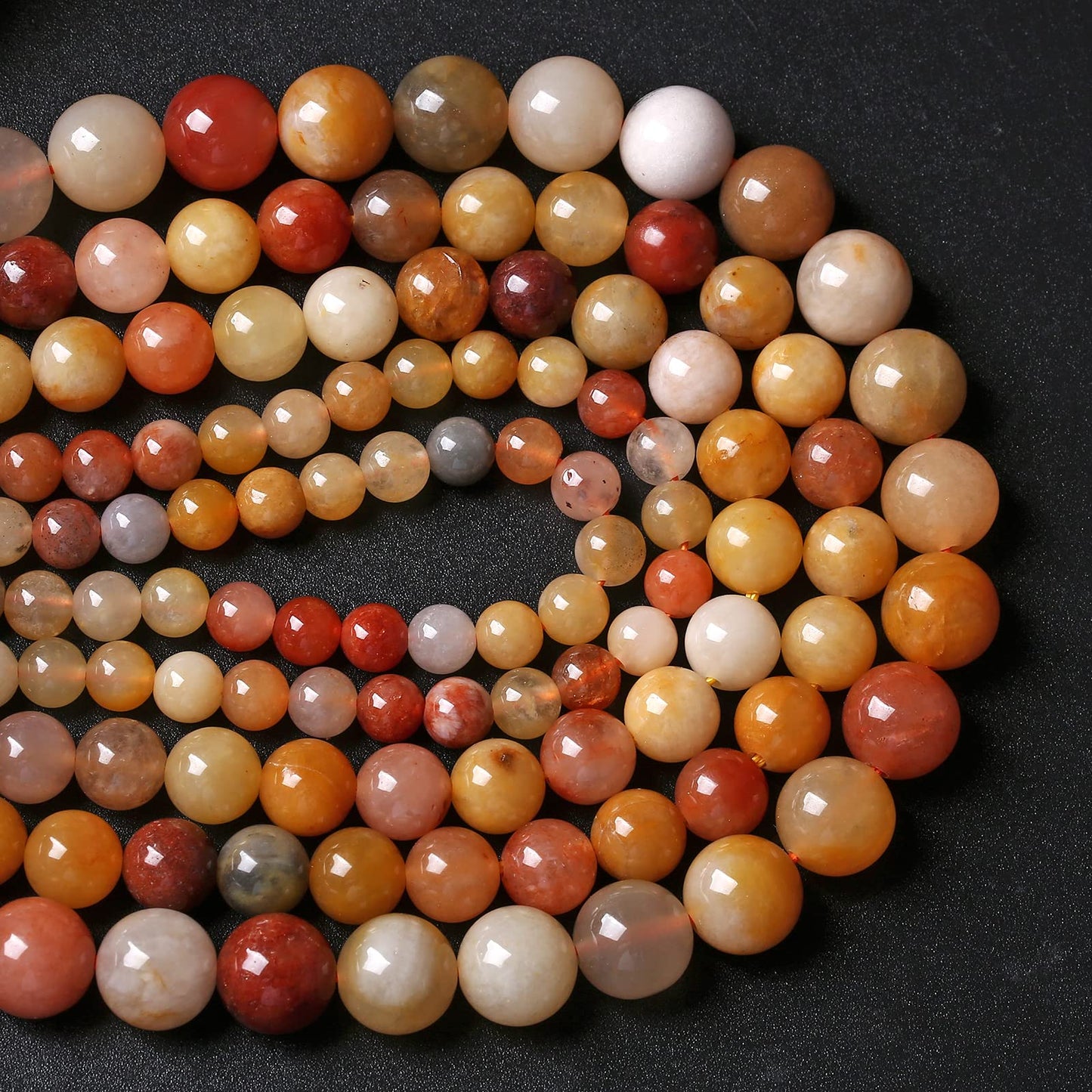 10MM 38PCS Natural Stone Golden Thread Jade Crystal Loose Beads for Jewelry Making DIY Bracelet Necklace 1 Strand 15’’