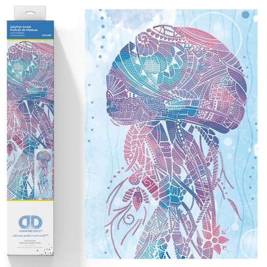 DIAMOND DOTZ Jellyfish Swish Diamond Painting Kits for Adults - Diamond Art Kits a Relaxing Creative Craft Kit with Dotz Gems 30x11