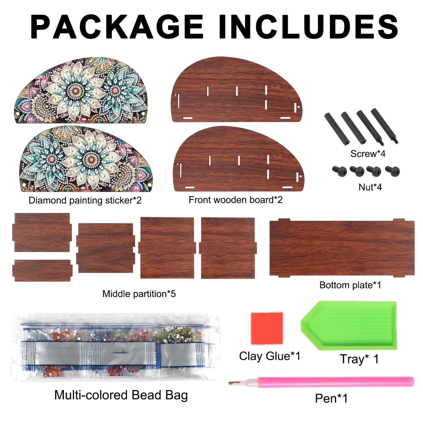 MVVMTOP Diamond Painting Kits Organizer Box, Diamond Art DIY Flowers Special Shape Diamond Partial Mosaic Handmade Making Kit Organizer Box, Home Dining Living Room Tabletop Art Decoration