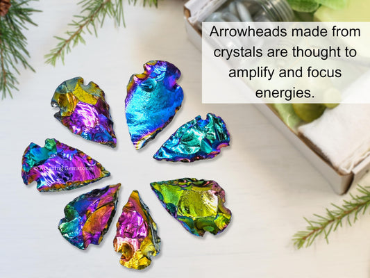 Amazing Gemstone Titanium Aura Fancy Jasper Quartz Arrowhead, Crystal and Healing Stone Flint Rock Arrow Head - 1 to 1.5 Arrowheads for DIY Project Craft Point Jewelry Making