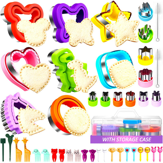 Uncrustable Sandwich Cutter, Sandwich Cutters for Kids Lunch, 43 Pcs Kids Sandwich Cutter and Sealer Set with Storage Case, Crustless Sandwich Cutters Shapes for Girl Boy Lunch & Bento Box Accessories