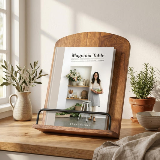 Beautiful Cookbook Stand for Your Kitchen Counter - Solid Wood Stand Easily Keeps Cook or Recipe Books Open for Convenient Cooking - Perfectly Fits Your iPad/Tablet and Enhances Any Kitchen Decor